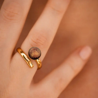 Bague jonc bague femme dorée marron orange safrane