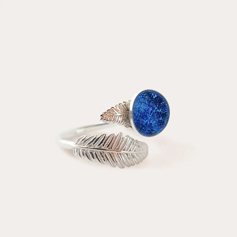 Bague réglable ouverte en argent bleu lagonia