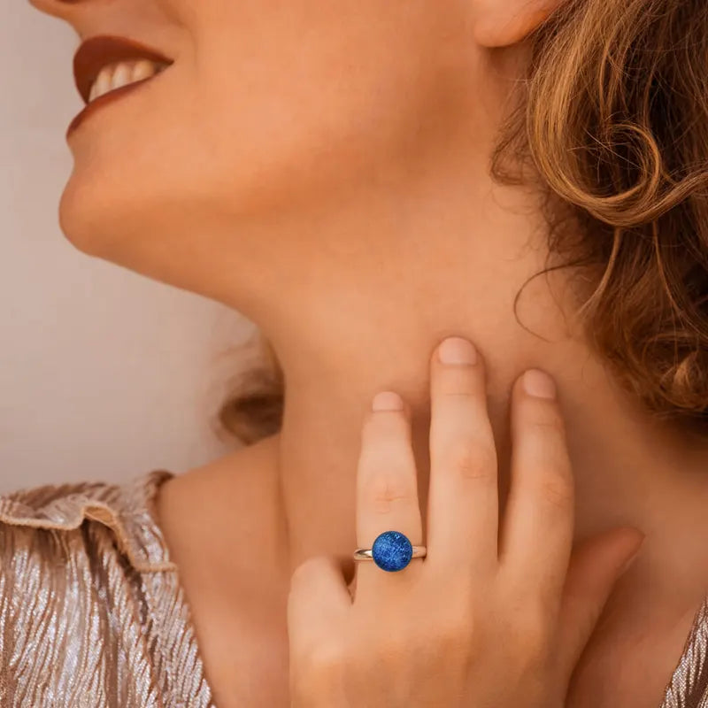 Bague solitaire en argent 925 bleu, taille 47 lagonia