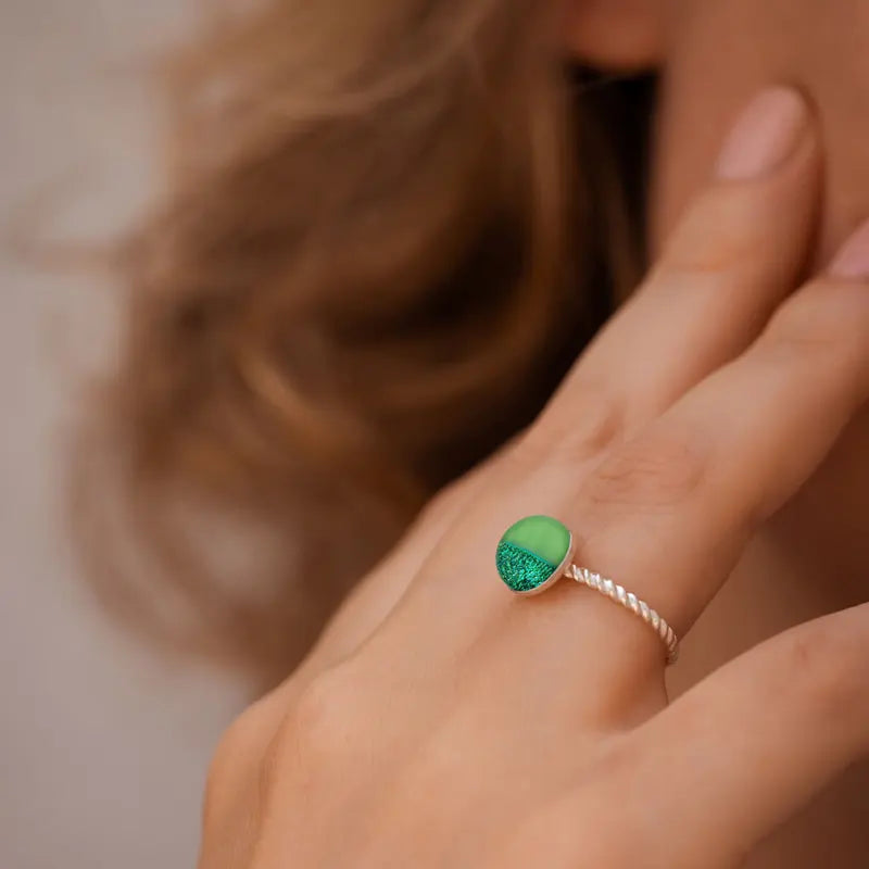 Bague torsadée aventurine argent 925 verte avantica