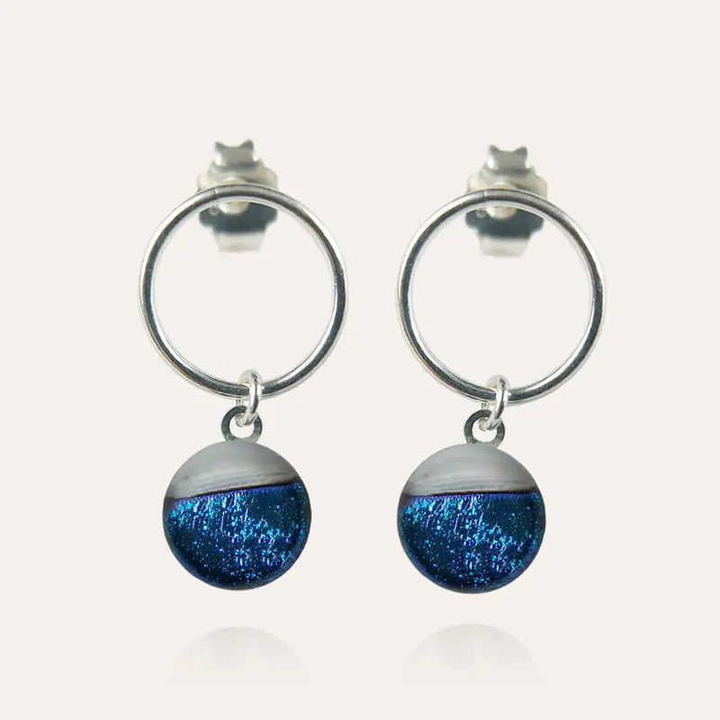 Boucles d'oreilles cercle made in France argent 925 bleu bleuange