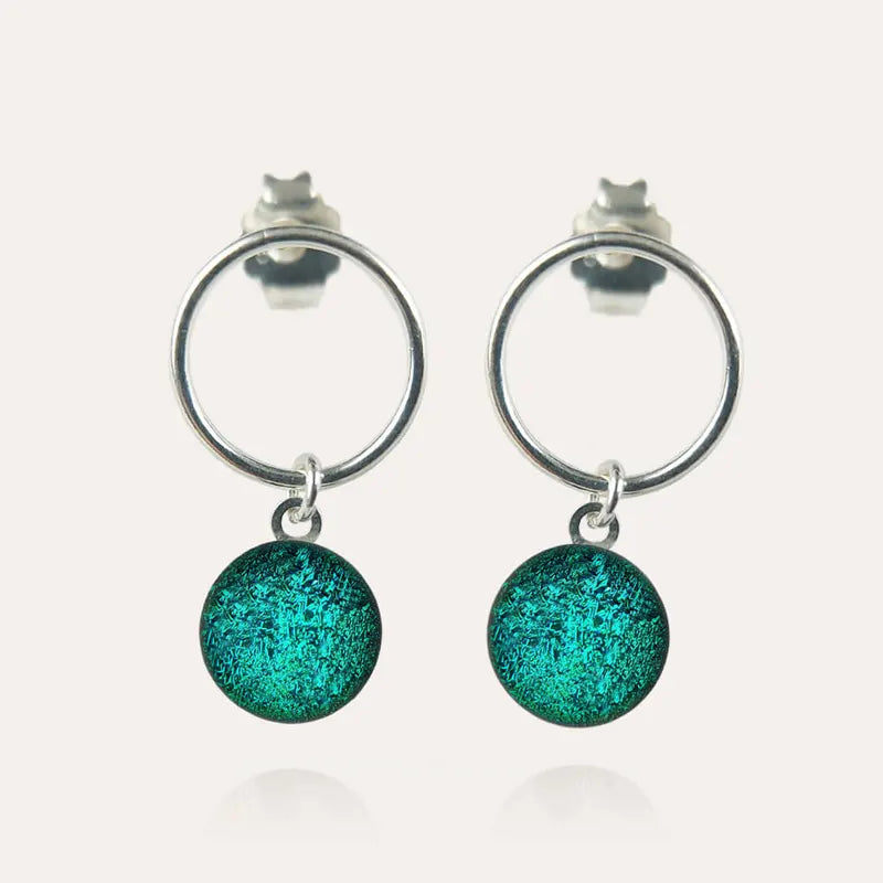 Boucles d'oreilles cercle bijoux Murano véritable argent massif vertes emeria