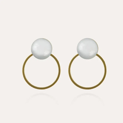 Boucles d'oreilles créoles femme pendantes fantaisie dorées blanches lumine