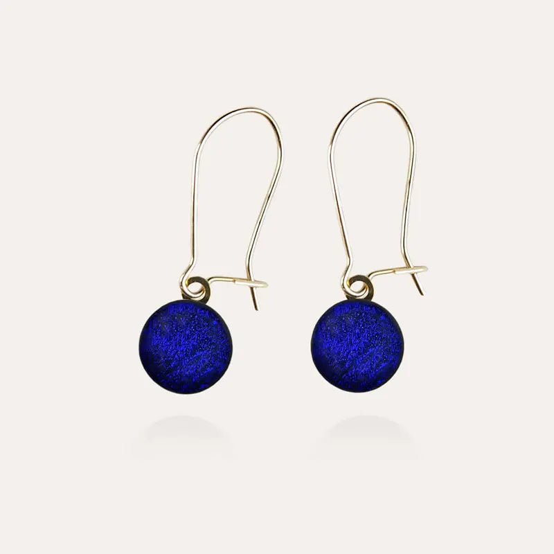 Boucles d'oreilles dormeuses bijou maman dorées bleu nocturnelle