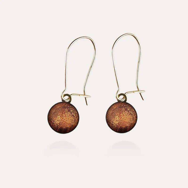 Boucles d'oreilles dormeuses bijoux cadeau pour femme or marron orange safrane