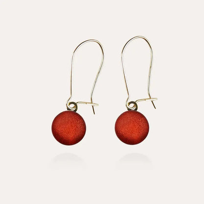 Boucles d'oreilles dormeuses femme pendantes or rouge flambesia