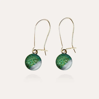 Boucles d'oreilles dormeuses idée cadeau grand-mère 70 ans or vertes orneige