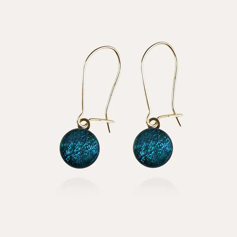 Boucles d'oreilles dormeuses tombante or bleu laga