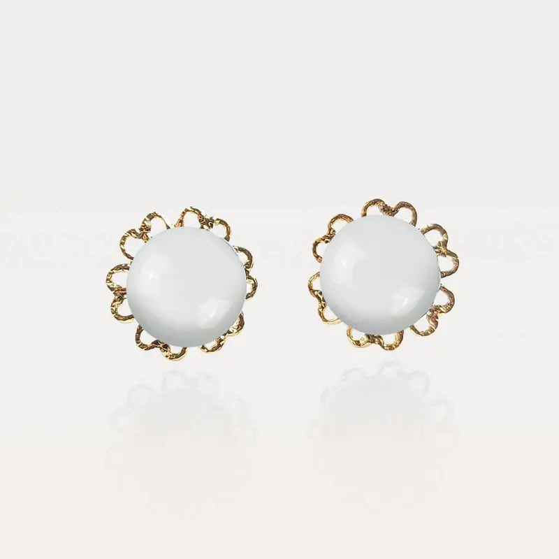 Boucles d'oreilles fleur originale pour femme dorées blanches lumine