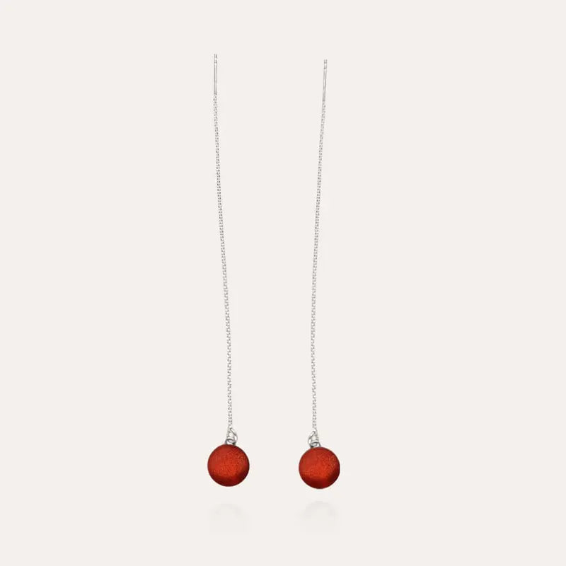 Boucles d'oreilles grimpantes 3 trous argent massif rouge flambesia