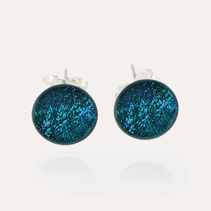 Boucles d'oreilles puces bijoux verre argent massif bleu laga