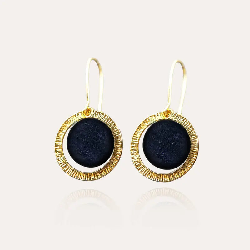 Boucles d'oreilles tendances bijoux 925, dorées bleu albarelle