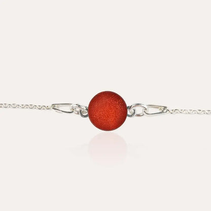 Bracelet argent large pour femme rouge flambesia