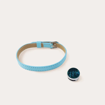 Bracelet artisanal en cuir bleu clair pour femme laga