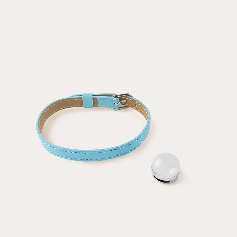 Bracelet en cuir bleu clair pour femme et blanc lumine