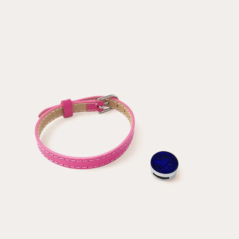 Bracelet créateur en cuir rose bleu nocturnelle