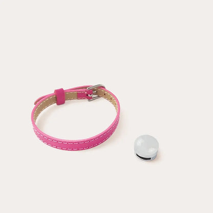 Bracelet femme en cuir rose, bijoux créateur blanc lumine