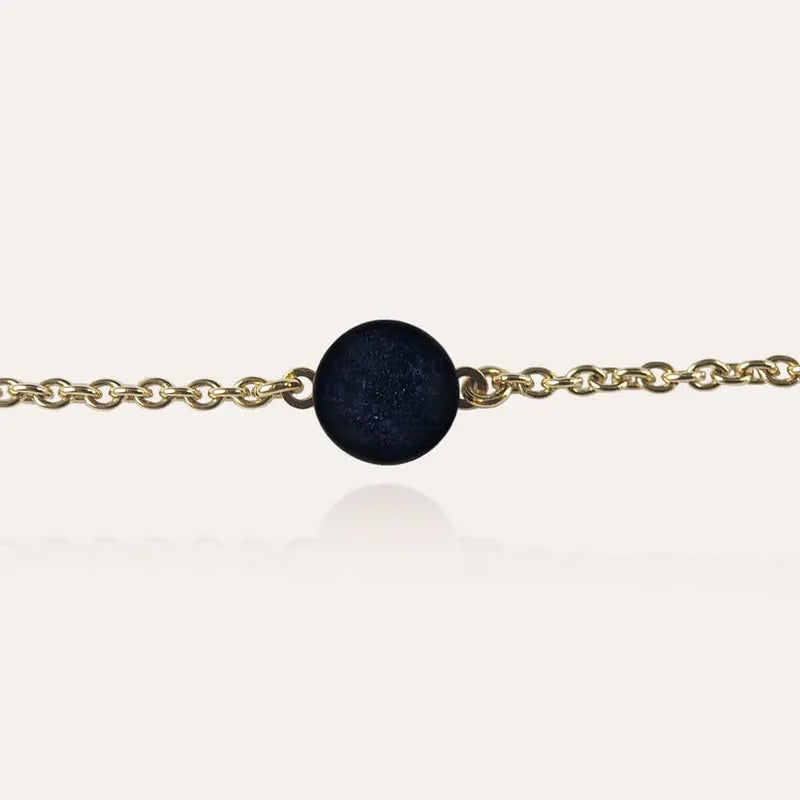 Bracelet fin pour femme artisanal doré, bleu albarelle