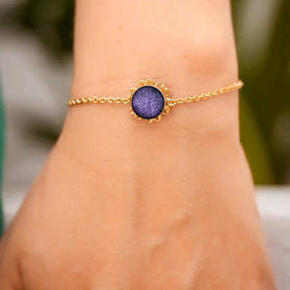 Bracelet fleur femme plaqué or violet lilalune