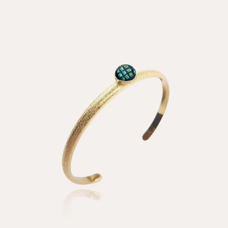 Bracelet manchette jonc pour femme en or, couleur vert. charmella