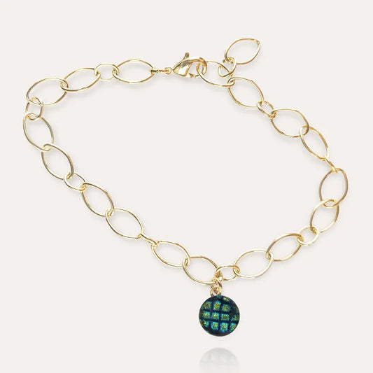 Bracelet pampille avec pendentif doré vert charmella