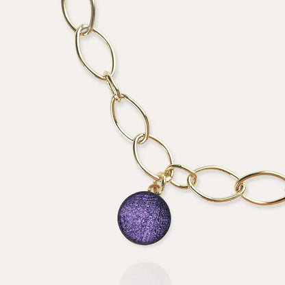 Bracelet pampille en verre doré violet lilalune