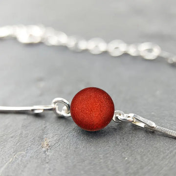 Bracelet serpent discret fin femme argent 925 rouge flambesia