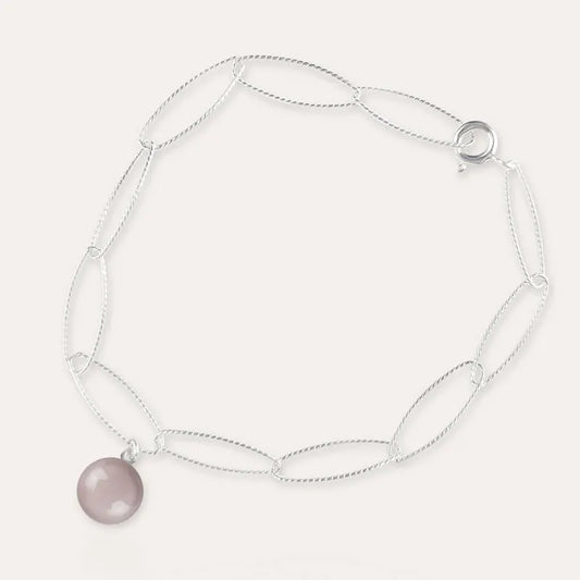 Bracelet torsade en argent rose roselite