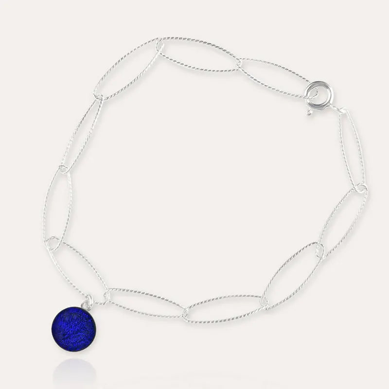 Bracelet torsade breloque en argent bleu nocturnelle