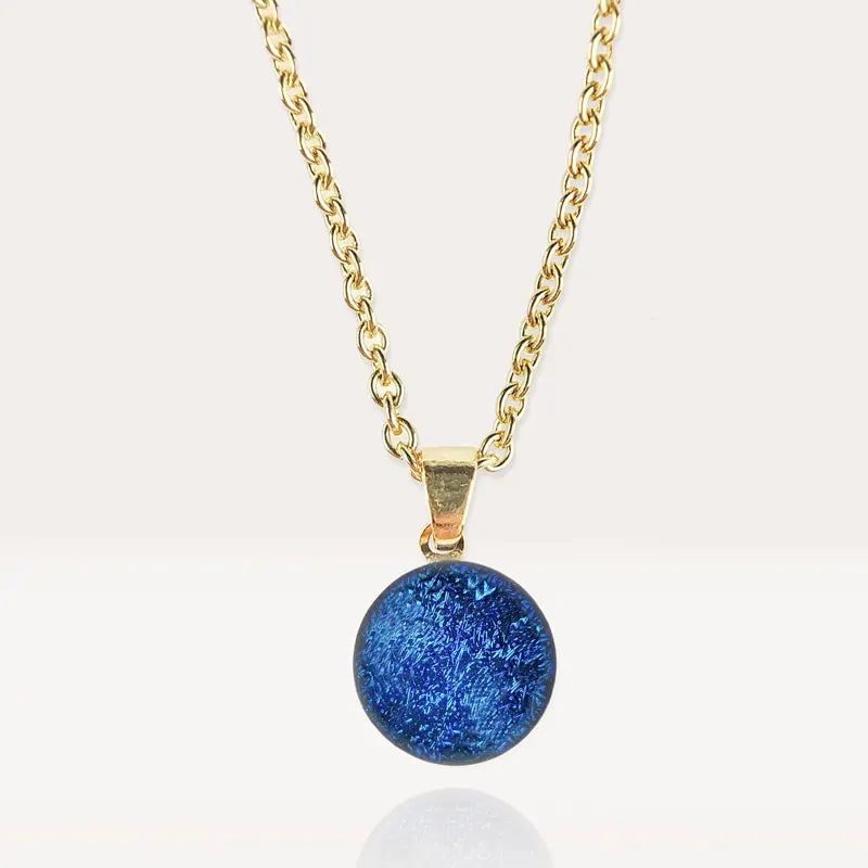 Collier chaîne femme réglable pendentif doré, bleu lagonia