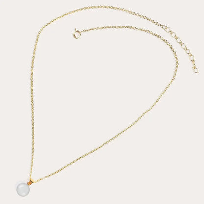 Collier chaîne femme réglable perle pour doré, blanc lumine