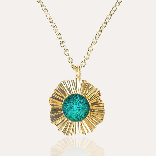 Collier cratere de perle femme or vert emeria