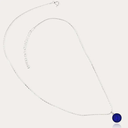 Collier femme discret et fin en argent massif, bleu nocturnelle