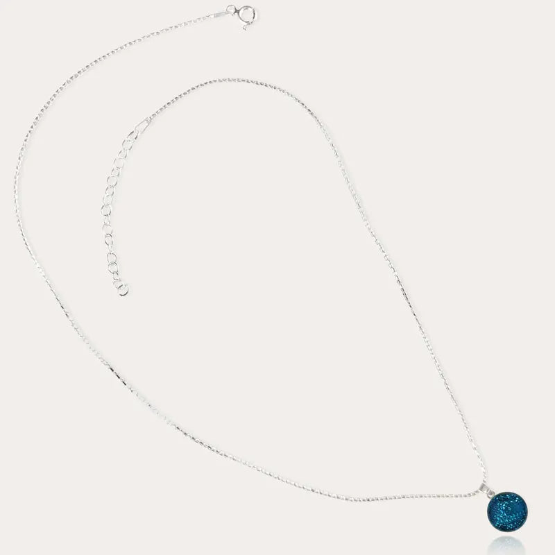 Collier femme fantaisie en argent 925, bleu azuline