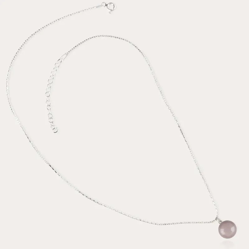 Collier femme made in France en argent massif, rose roselite