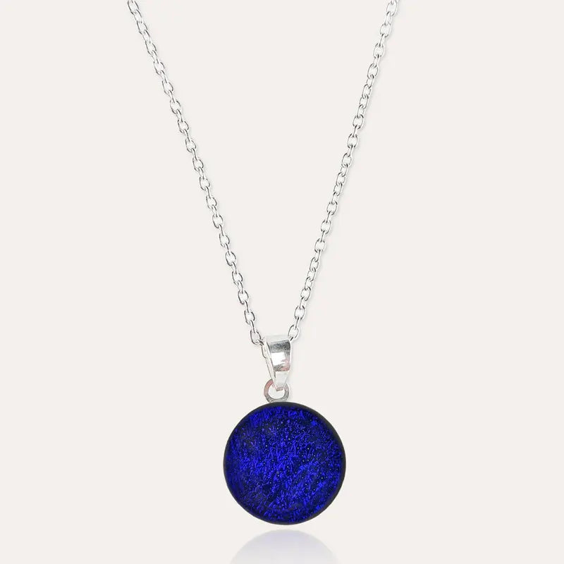 Collier femme verre en argent bleu nocturnelle