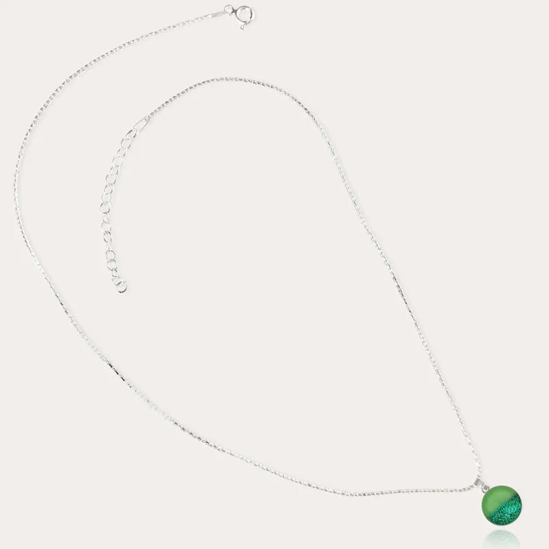 Collier femme verre en argent massif, vert avantica