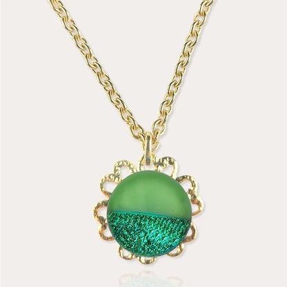 Collier fleur torsade en or vert avantica