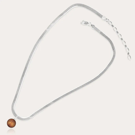 Collier harmonie fabrication française en argent massif marron orange safrane