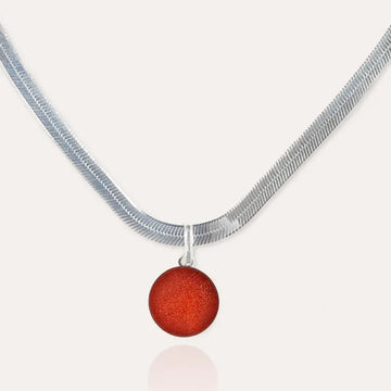 Collier harmonie médaille femme en argent massif rouge flambesia