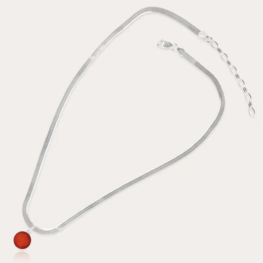 Collier harmonie pierre naturelle en argent massif rouge flambesia