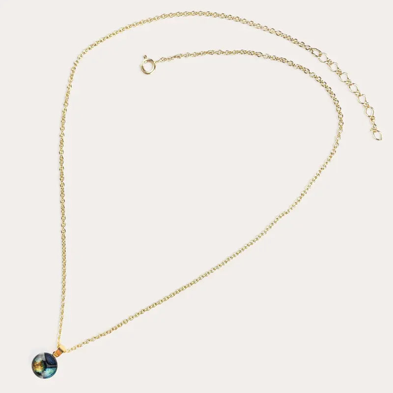 Collier médaillon doré multicolore elumina