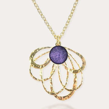 Collier paon pendentif doré violet lilalune