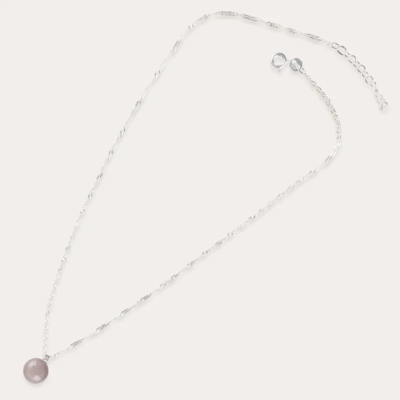 Collier torsade fin femme en argent rose roselite