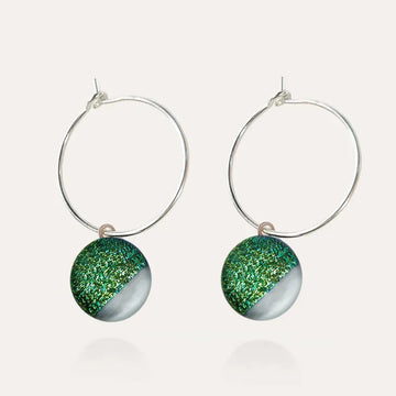 Creoles lisses bijoux argent verte orneige